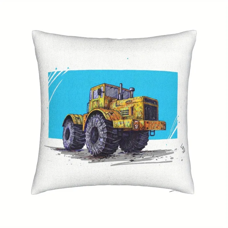 Short Plush Vintage Kirovets Tractor Pillowcase 18x18 Inch Double Sided Printed Farmhouse Decor Cushion Cover Zipper