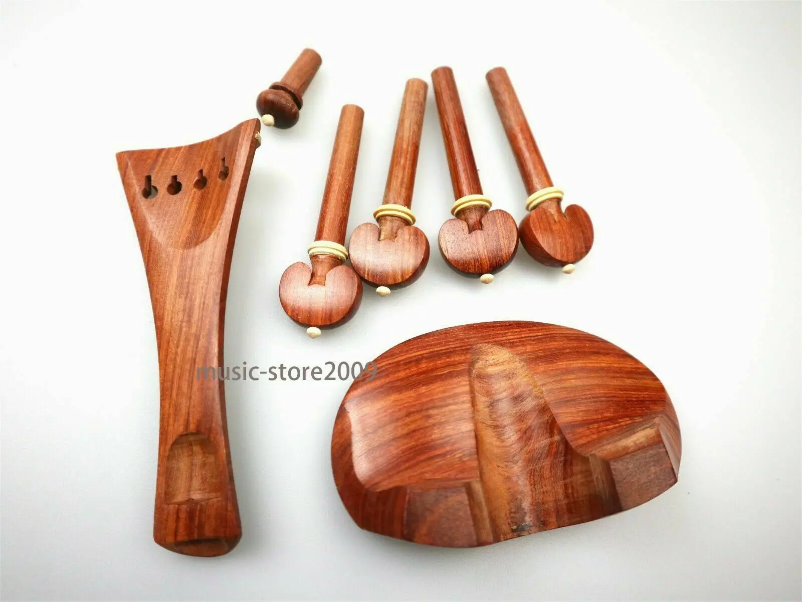 Rosewood Full Size Violin Parts Accessories Set Ready For Useing 4/4 Pegs Endpin Tailpiece Chinrest Gold Clamp