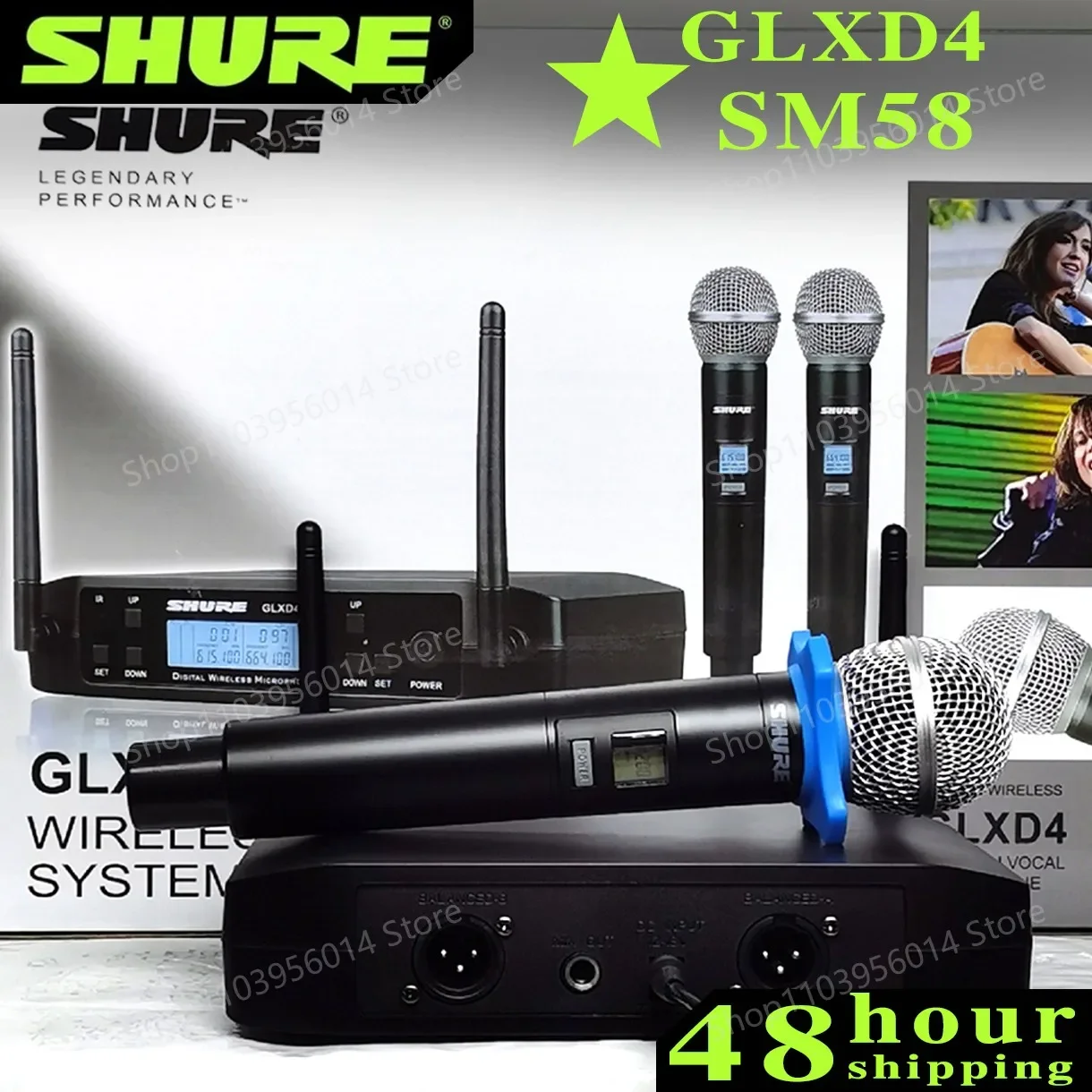 Shure GLXD4 SM58 Wireless 2 Handheld Microphone UHF Dynamic Professional Party Stage Karaoke Microphone GLXD4 SM58 Wireless Mic