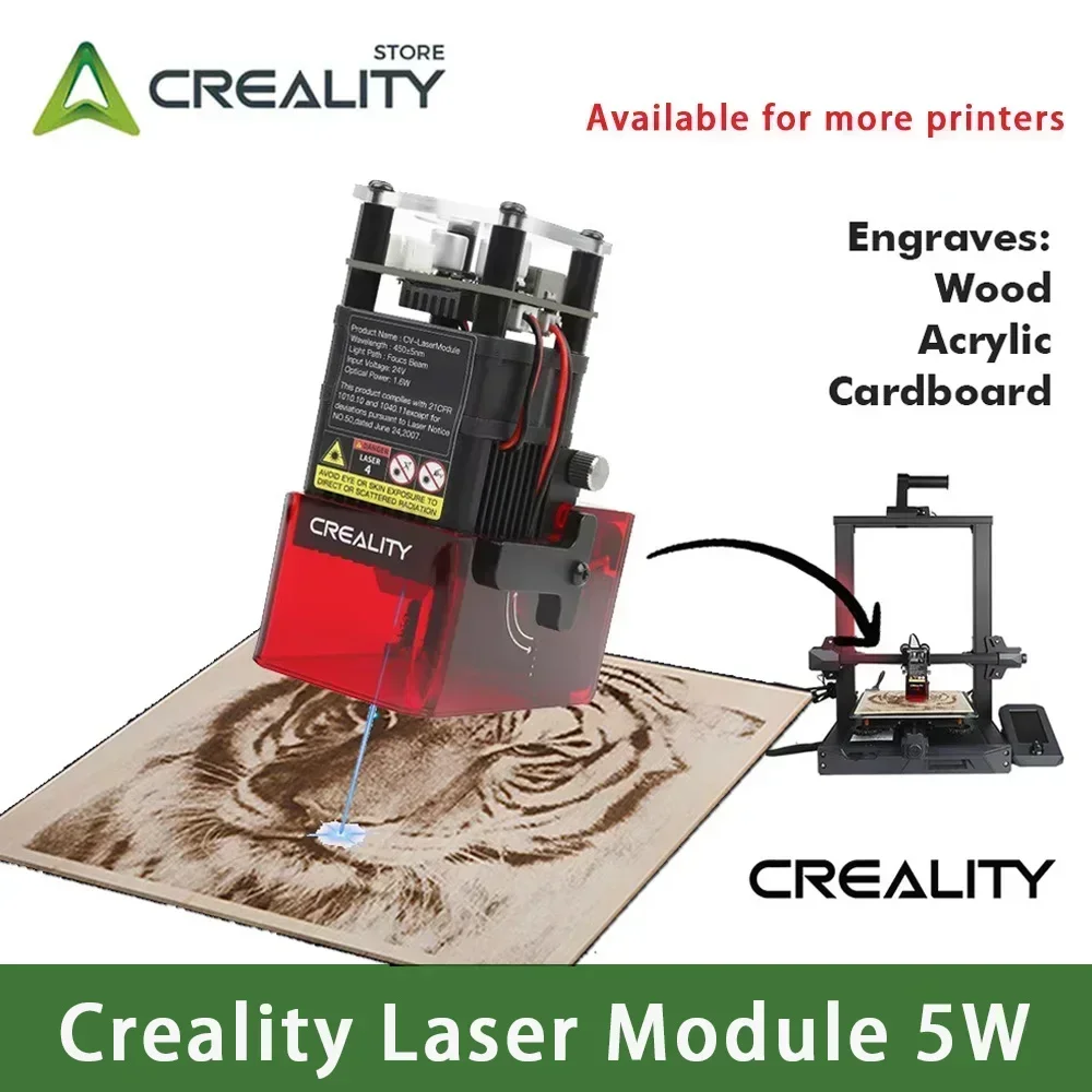 Creality CV-Laser Engraving Laser Module 24V 5W Precise Focusing Soot Absorption for Ender 3 S1 Ender-3 S1 Plus CR20 3D Printers