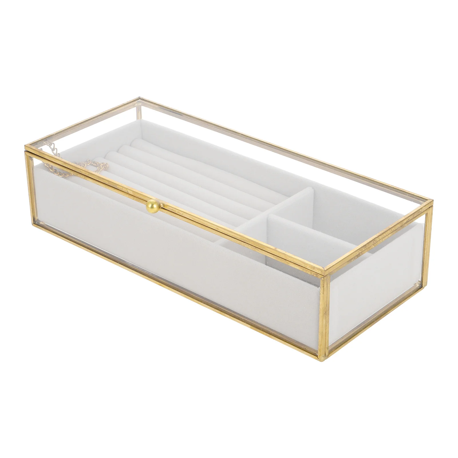 Jewelry Boxes for Women Glass Display Ring Organizer Necklace Storage Chest Tray