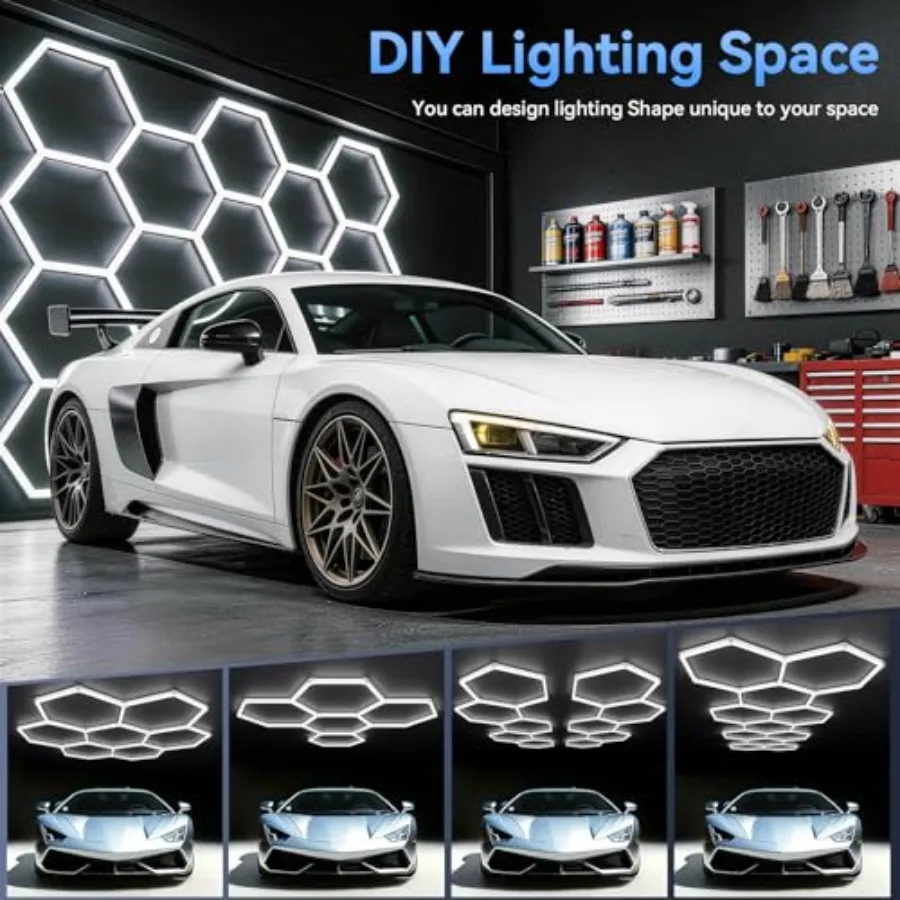 Hexagon 5000K LED Garage Lights: 25 Pack Updated 1.31-inch Wider Size, 26300LM Super Bright Hex Lighting Ceiling LED Shop Light