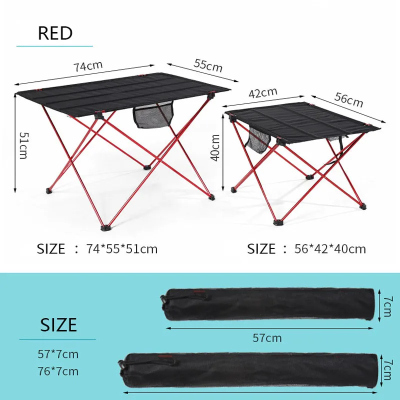 Outdoor Camping Table Portable Foldable Desk Computer Bed Ultralight Aluminium Hiking Climbing  Fishing Picnic Folding Tables