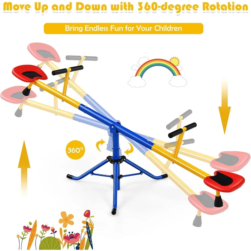 Kids Swivel Seesaw with 360 Rotation, Indoor Outdoor Play Equipment for Toddlers, Christmas Gift