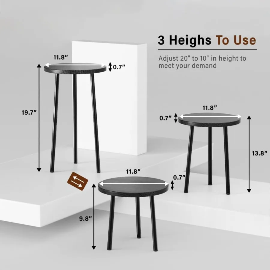 حامل نباتي داخلي طويل القامة: حامل نباتات خشبي زاوية مكون من قطعتين ديكور حديث لمنتصف القرن طاولة نباتية مستديرة صغيرة للنباتات الداخلية #2