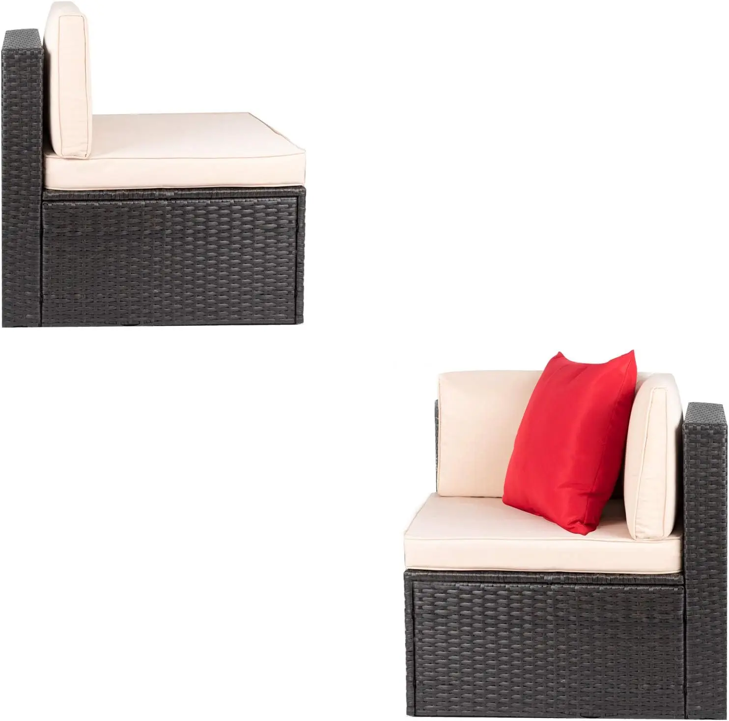 Buitenterrasmeubilair Set Voor Alle Weersomstandigheden Pe Rotan Witteat Loveseat Sectional Sofa Met Kussens Voor Gazon In De Achtertuin Bij Het Zwembad