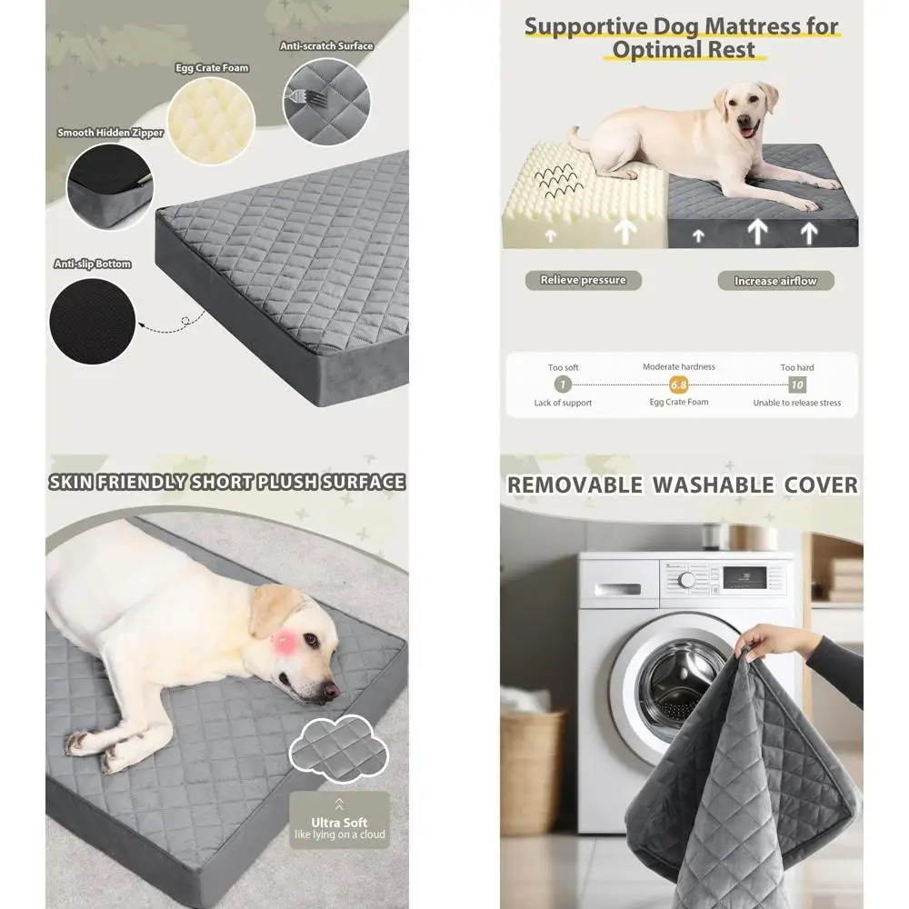 

Waterproof Orthopedic Dog Bed for XL Dogs - Removable Cover, Non-Slip, 47x29, Dark Gray