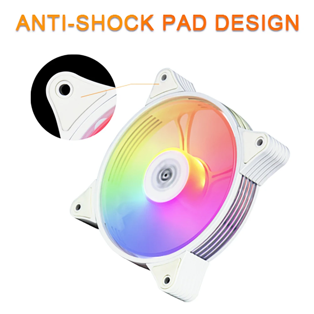 Aigo AR12 White 120mm PC Computer Case Fan Cooling Cooler 6PIN Adjustable RGB Led 12cm Mute Ventilador Adjust Speed 5V ARGB Fans — zdjęcie 6