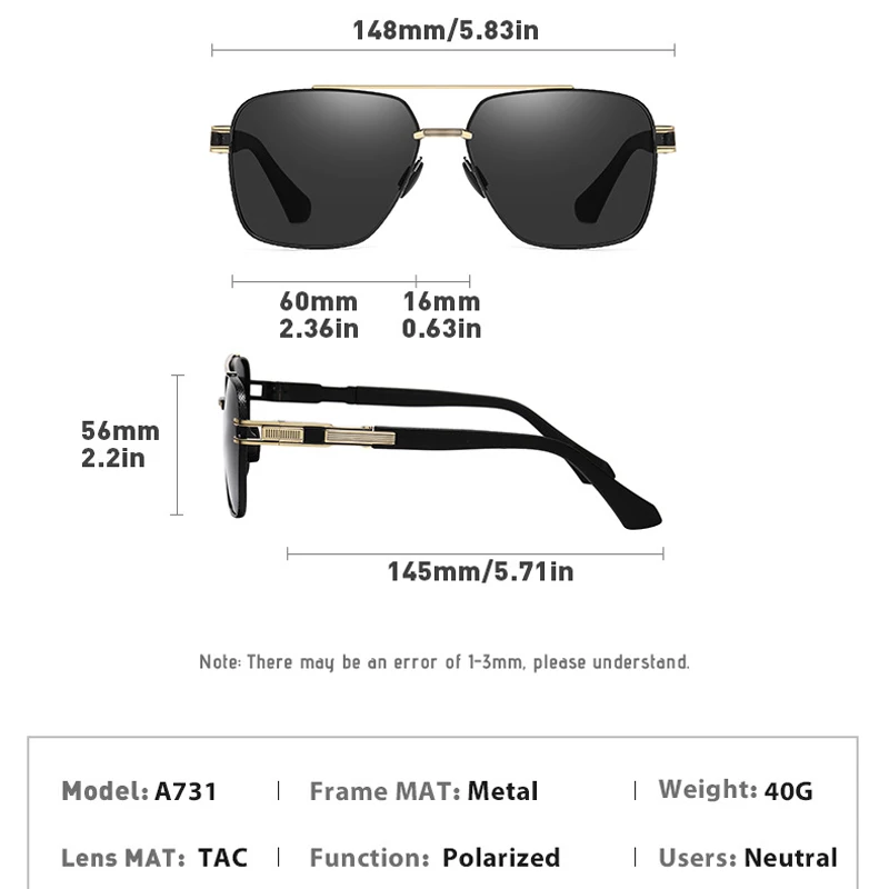 KIZN مربع قصر النظر النظارات الشمسية اللونية الاستقطاب الرجال نظارات نسائية وصفة طبية فاسق نظارات البصريات القيادة -0.50 إلى -6.0