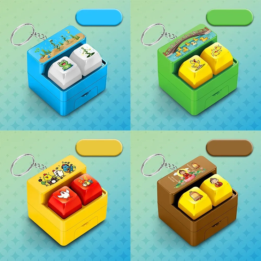 Nieuwe Cartoon Toetsenbord Sleutelhanger DIY Toetsenbord Keycap Mini Dier Sleutelhanger Toetsen Knop Relief Stress Fidget Speelgoed