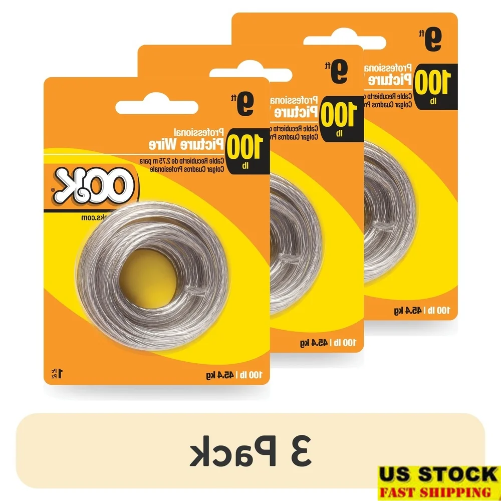 

9-футовый сверхмощный профессиональный подвесной провод, 3 упаковки, устойчивый к ударам из гибкой стали с пластиковым покрытием, крепление для ремонта ремесел