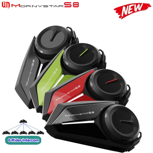 Mornystar S8 intercomunicador Bluetooth para casco de motocicleta auriculares FM música compartido casco comunicador hasta 6 conductores