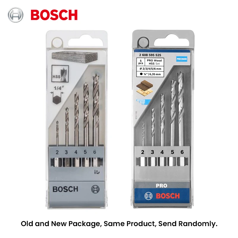 Bosch PRO Series HSS Wood Drill Bits Set 5 Pcs, 1/4
