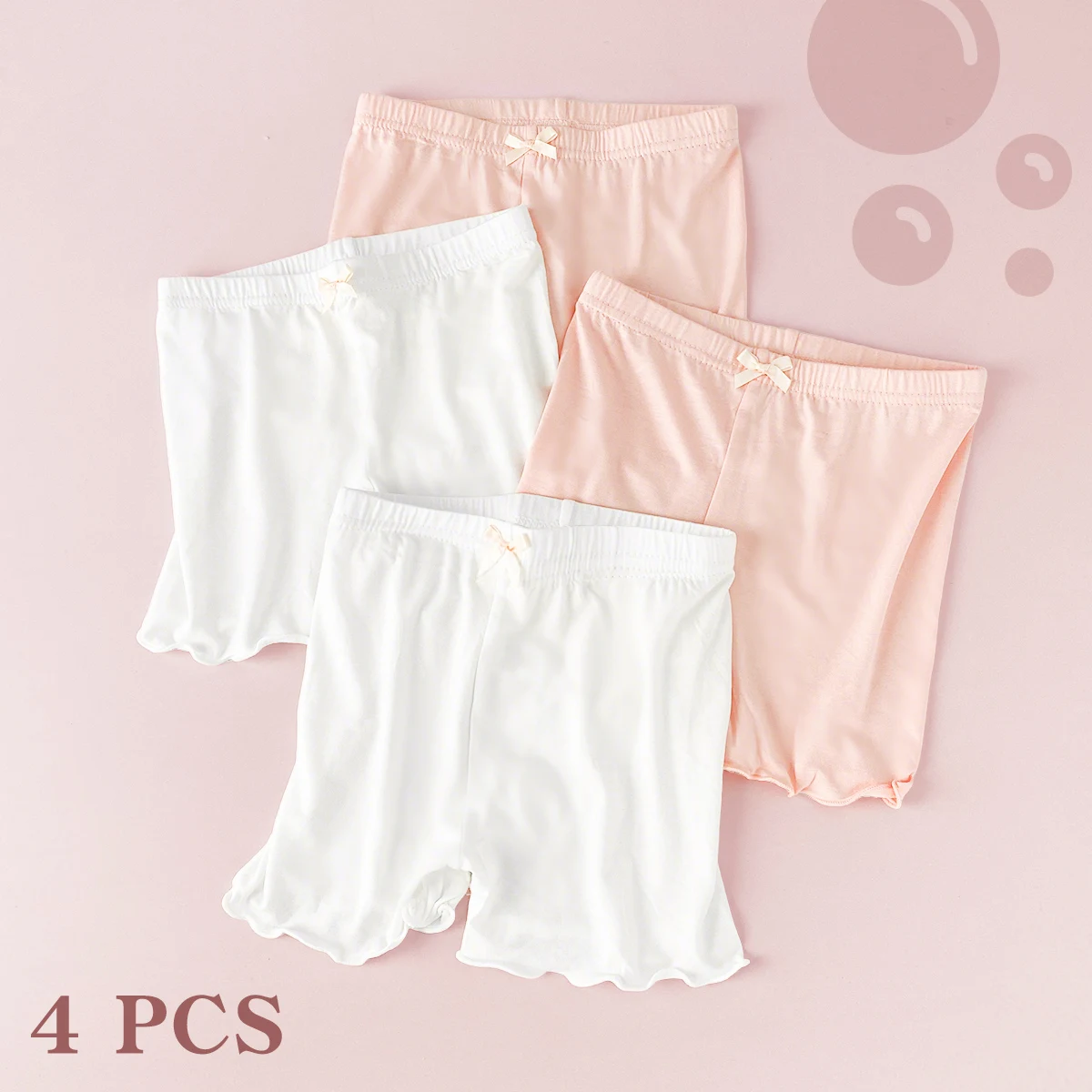 4 PCS Baby Toddler Leggings Girls Kids Tights Children's Anti Slip Leggings White and Pink Shorts