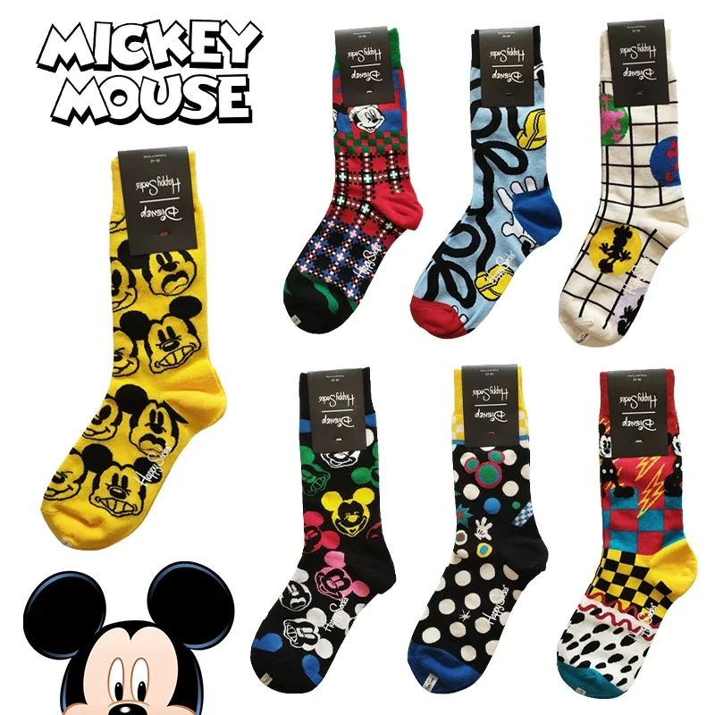 Disney Mickey Mouse Cartoon Cotton Socks for Men Women Cute Autumn Winter Thickened Warm Sock Funny Casual Home Adult Socks Gift