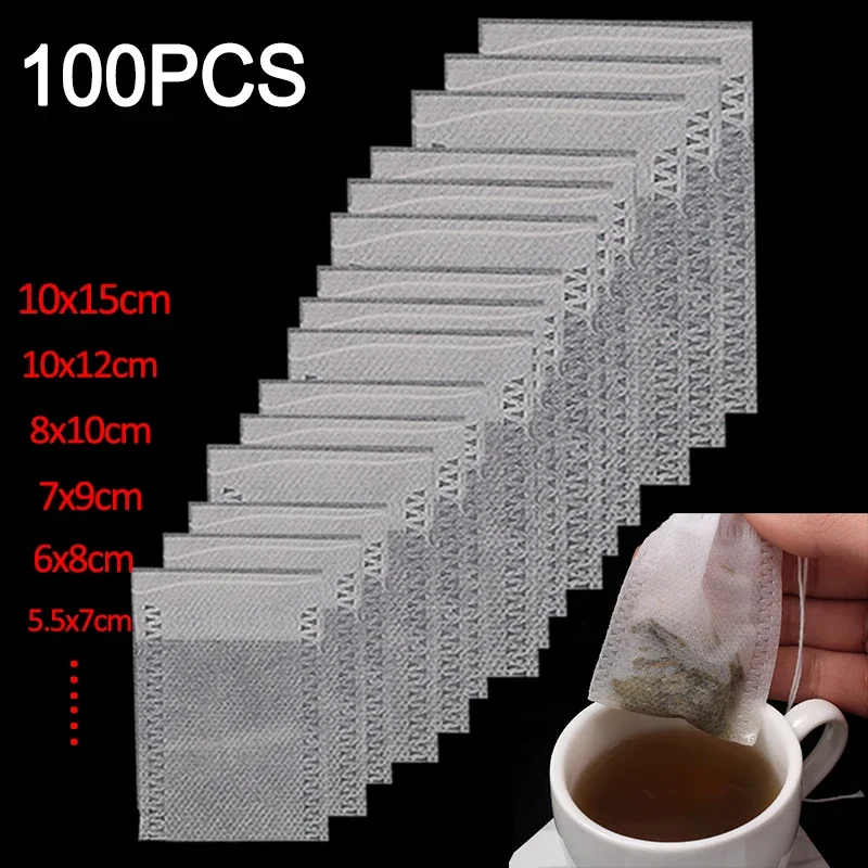 50/100PCS Disposable Tea Filter Bag Non-woven Fabric Teabags Spice Coffee Tea Infuser with String Heal Seal Teabag Empty Pouch