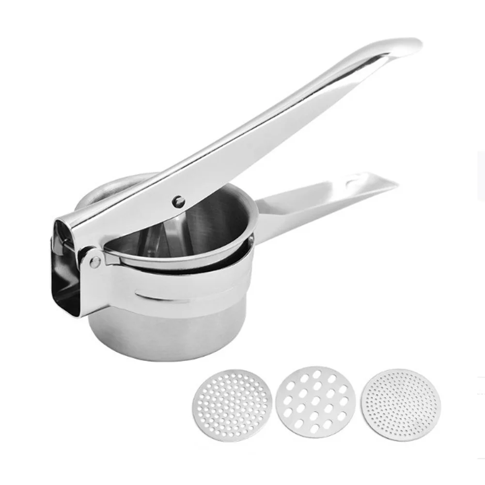 

Stainless Steel Potato Ricer And Masher For Potatoes Fruits Yams Squash Baby Food With 3 Interchangeable Fineness Discs