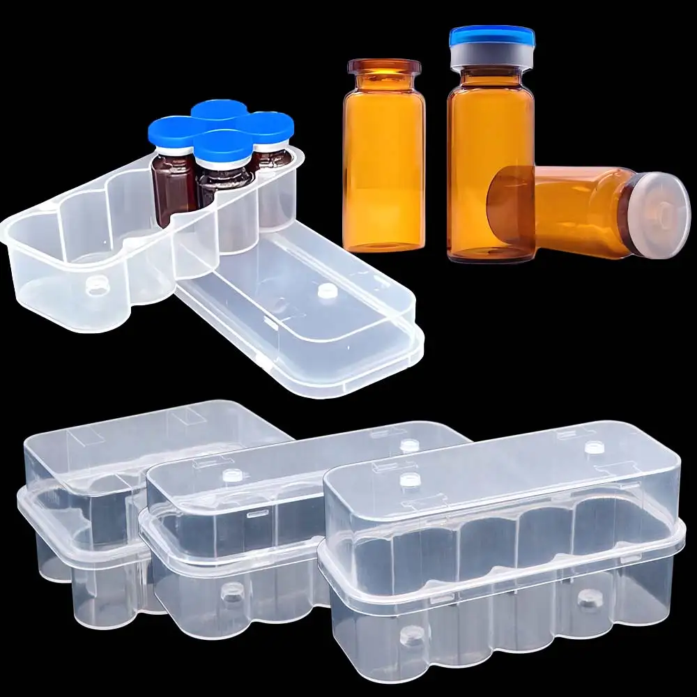 3/5/7/10 ML Insulin Vial Storage Case Transparent Plastic Peptide Protector Box 10-Slot Dust-proof Clear Vial Box