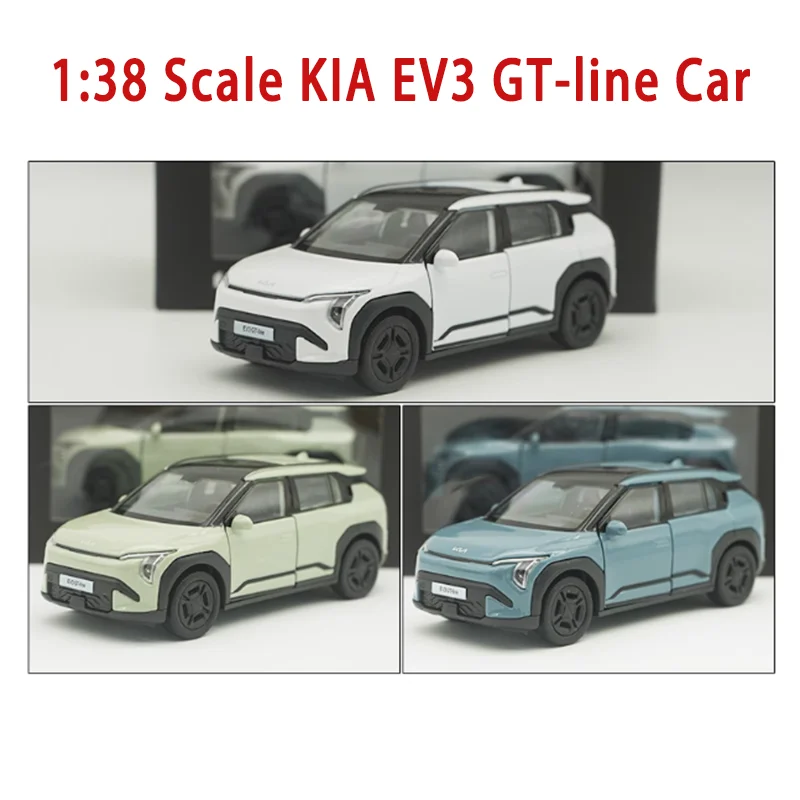 

Масштаб 1:38 KIA EV3 GT-line, модель автомобиля из пластикового сплава для взрослых и мальчиков, коллекция хобби, украшение, праздничный подарок, дисплей