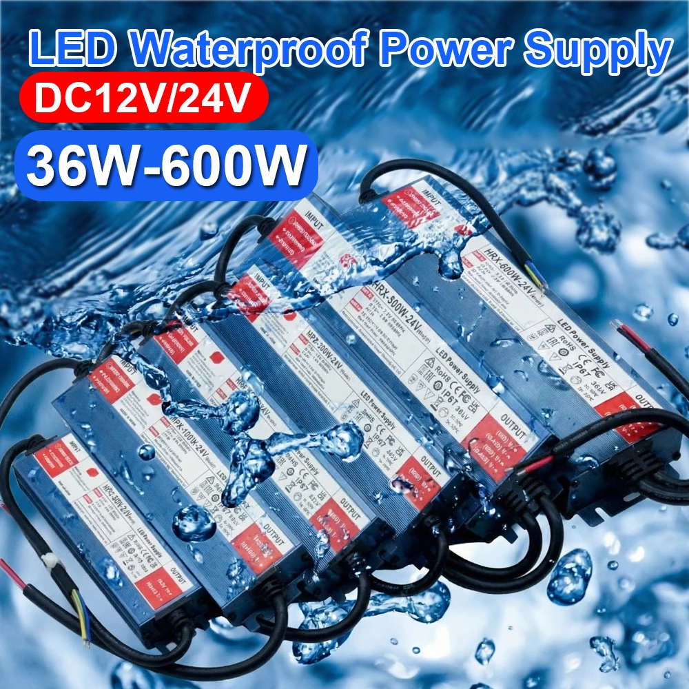 

Водонепроницаемый уличный блок питания IP67 AC175-277V на DC 12V/24V, трансформатор для светодиодного освещения 36W - 600W