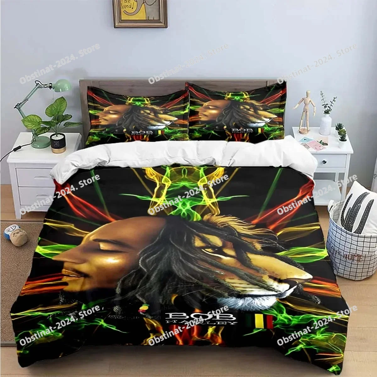 New Singer R-Reggae Bob Marley Pattern Bedding Sets Bed Supplies Set Duvet Cover Comforter Set Bedding Set Luxury Birthday Gift