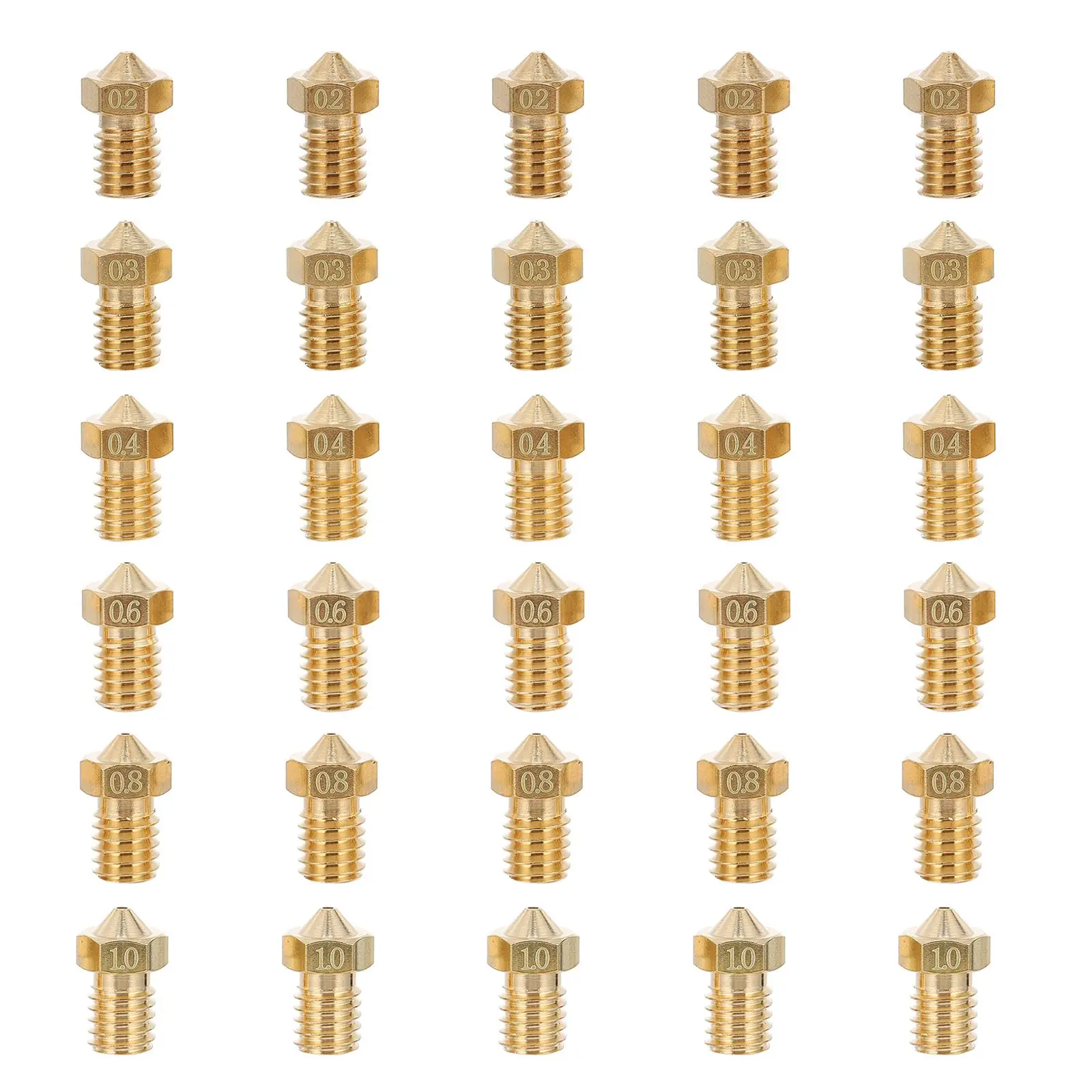 

30 Pcs 3D Printer Nozzle Brass Nozzle Replacement Non Rust Smooth Wall Thread Nozzles Head for Printer Accessory