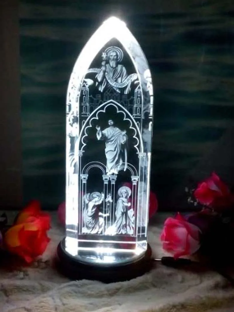 GOOD LUCK -22CM LARGE best gift present Religious Jesus Christ Advent Holy Father the Virgin Mary 3D Crystal statue