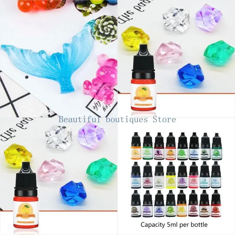 

U4LF 24Colors Epoxy Resin UV Crafts Pigment Bright Color Non Odor Material Decor