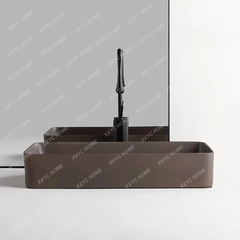 XX X On-stage Balcony Hand Wash Basin Household Ceramic Bathroom Rectangle Wash Basin