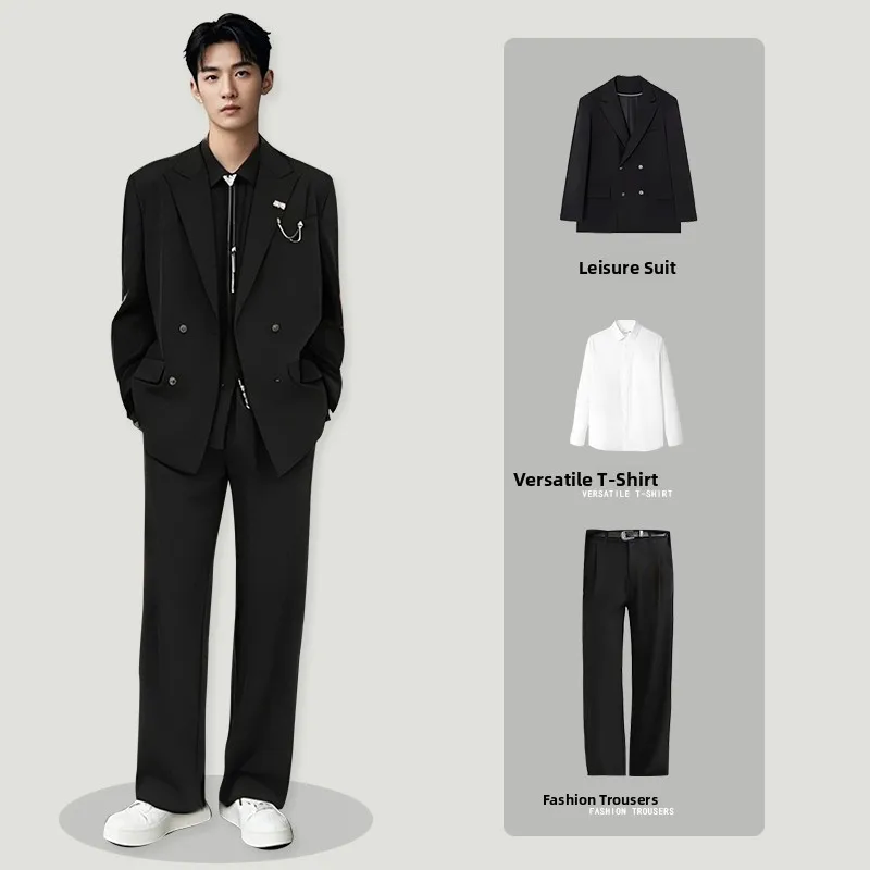 Casual Korean Style Uniform Suit Jacket Men's Loose Handsome Lightweight Wedding Best Man Suit Fashionable Urban Spring
