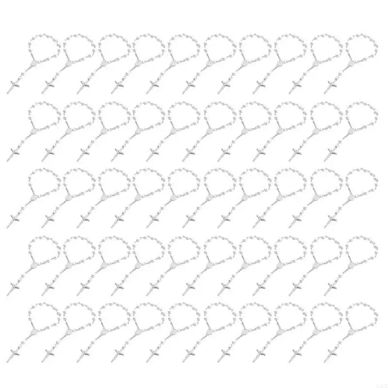 R2LE 10/20/50pcs Bautismo Beads Beads Baptismo Baptismo Rosarios Joyería Regalo