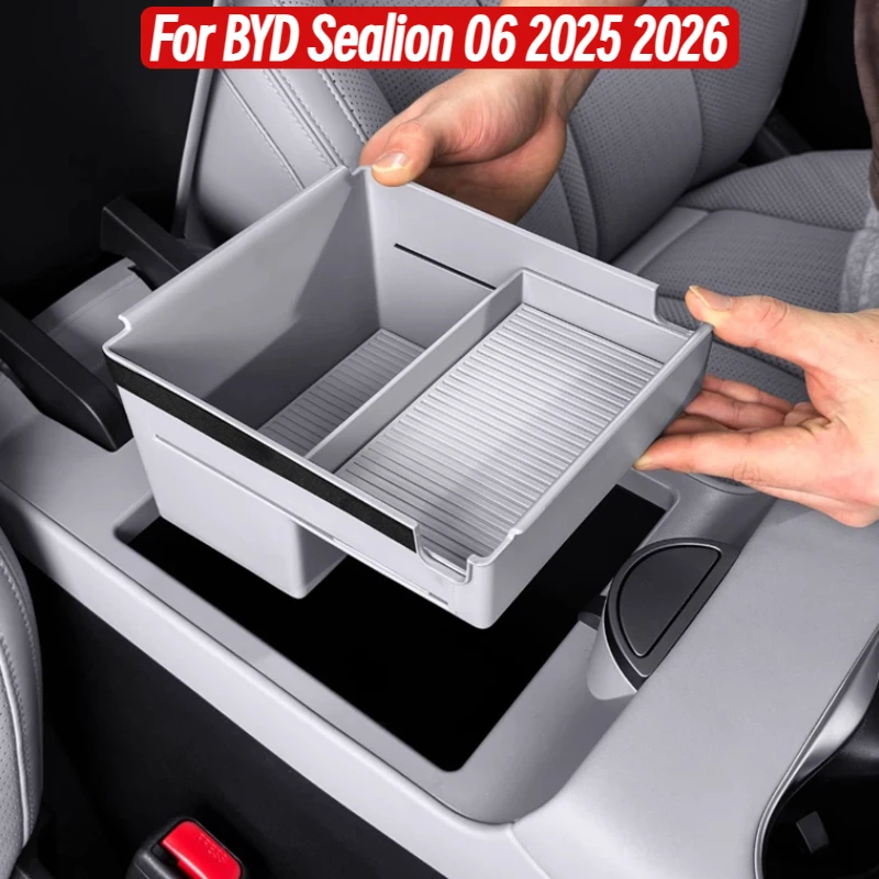 

Car Central Armrest Storage Box for BYD Sealion 06 2025 2026 Center Console Tray Organizer Container Tidying Accessories