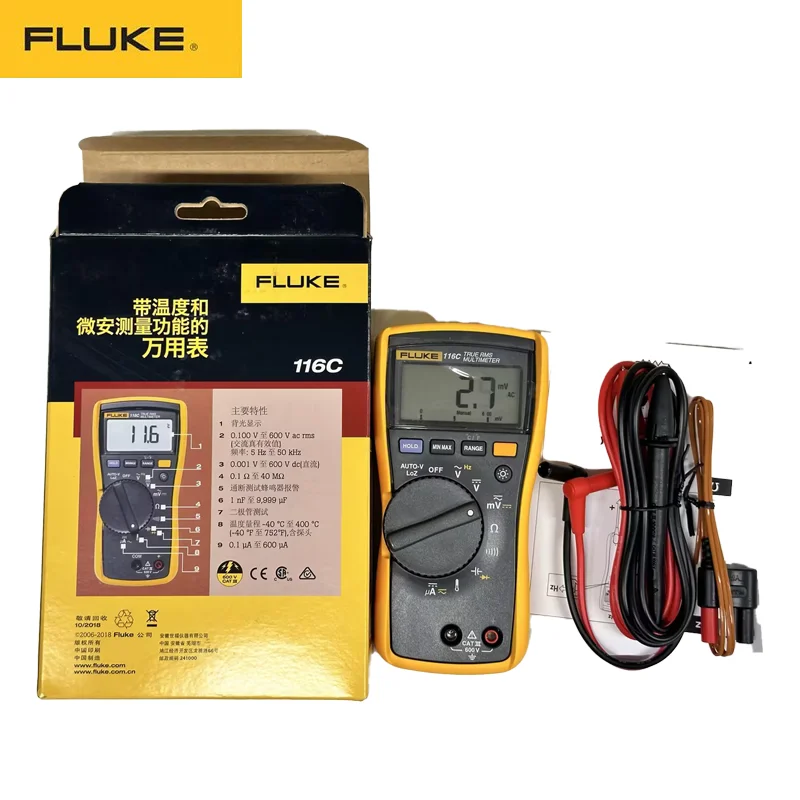 Fluke 117C/116C/115C Digital Multimeter Professional Voltage tester AC Auto Range Digital Probe Multimeter