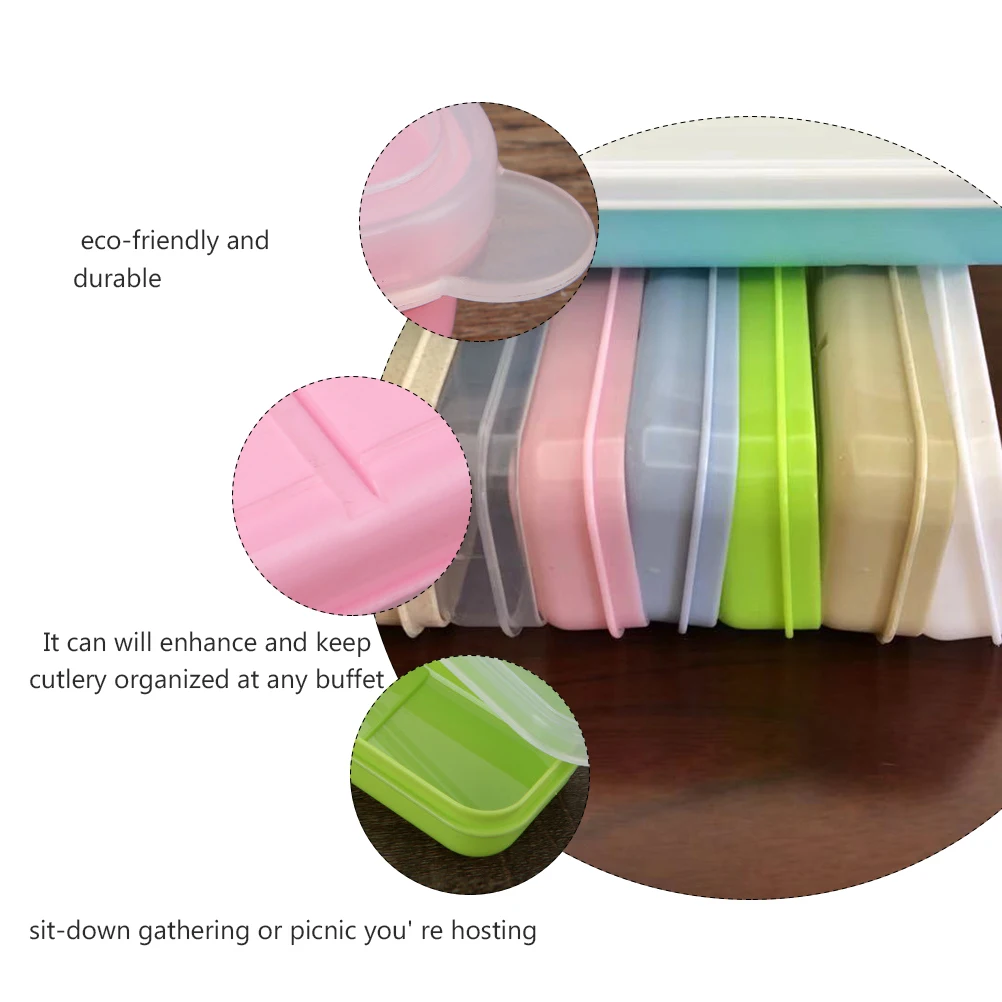 

8 Pcs Silverware Plastic Tableware Box Serving Utensils Portable Clamshell Case Cutlery