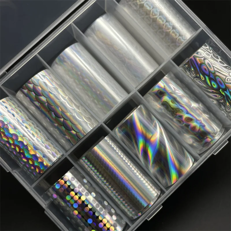 1 Box Laser Fish Scale Nail Foils for Transfer Paper Metal Silver Mirror Nails Wraps Chameleon Superior Nail Art Decorations