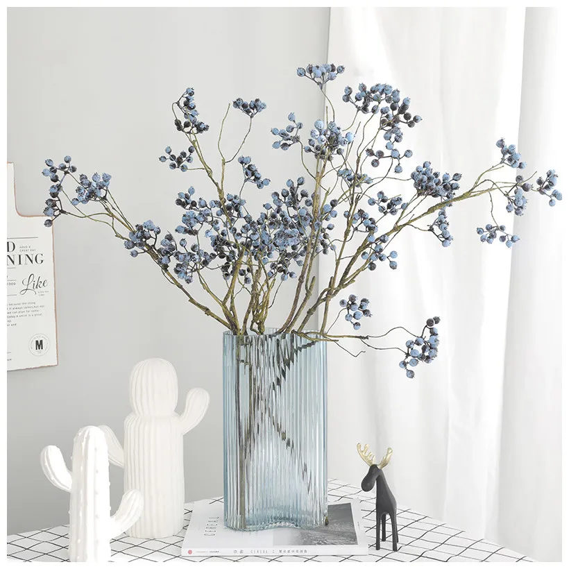 Luxuriöse Künstliche Preiselbeeren-Blume, Langer Zweig, Heimdekoration, Beeren, Weihnachts- und Hochzeitstischdekoration, Künstliche Blaubeeren – Detail 2