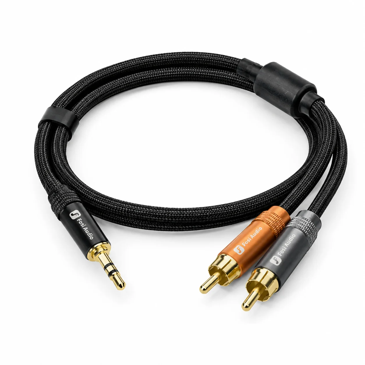 Fosi Audio 3.5mm to 2RCA Hi‑Fi Stereo Audio Cable Y‑Splitter Dual‑Core Copper Double Shielded RCA Cord for Amplifier phone