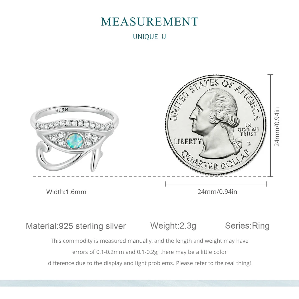 WOSTU 925 فضة عين حورس المصرية الفرقة خواتم النساء النار أوبال حجر الأبيض الزركون الحرس الدائري حفلة عيد ميلاد مجوهرات