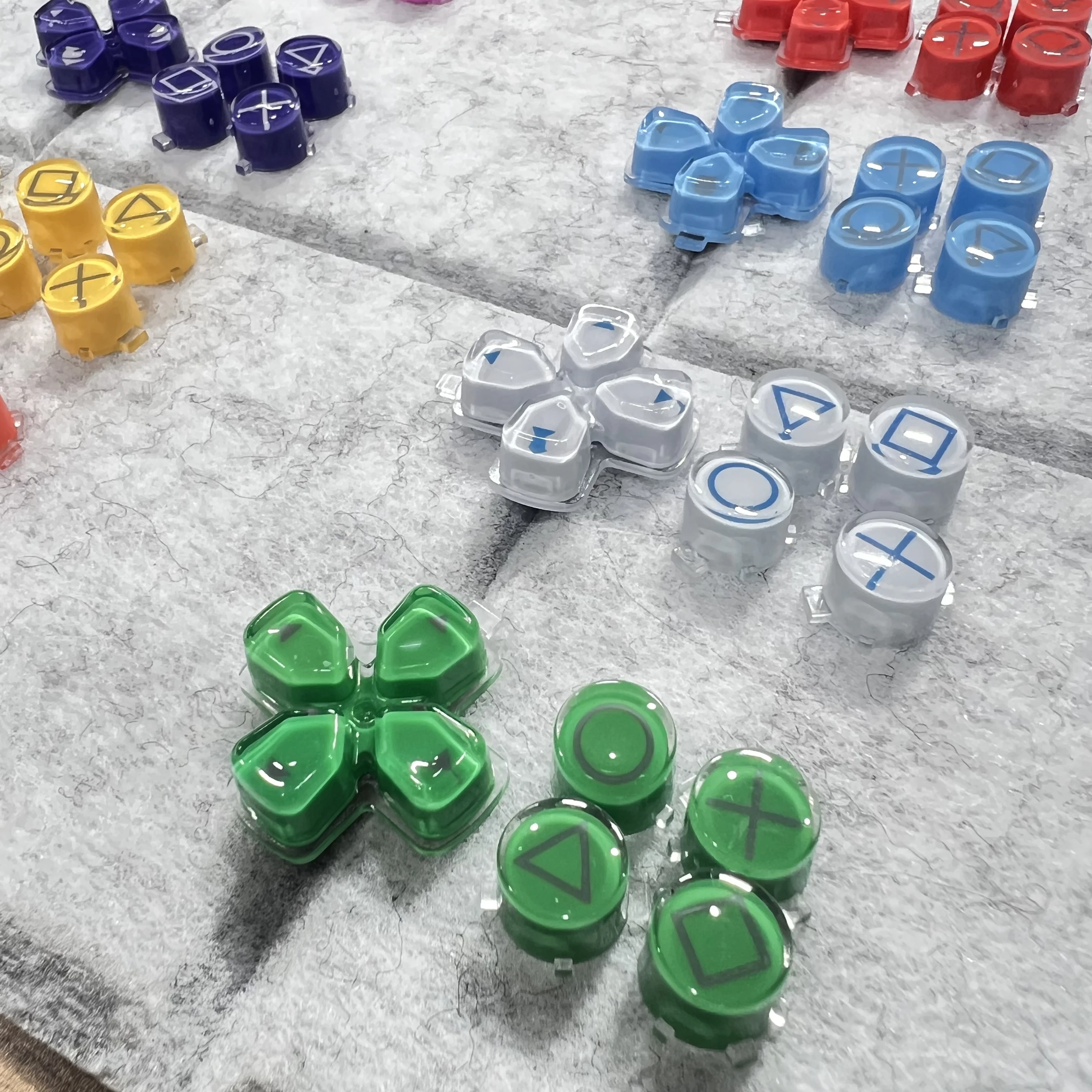 Crystal Buttons ABXY D-Pad Driection Key Button Replacement For PS5 Controller Jelly Buttons (Purplish red)