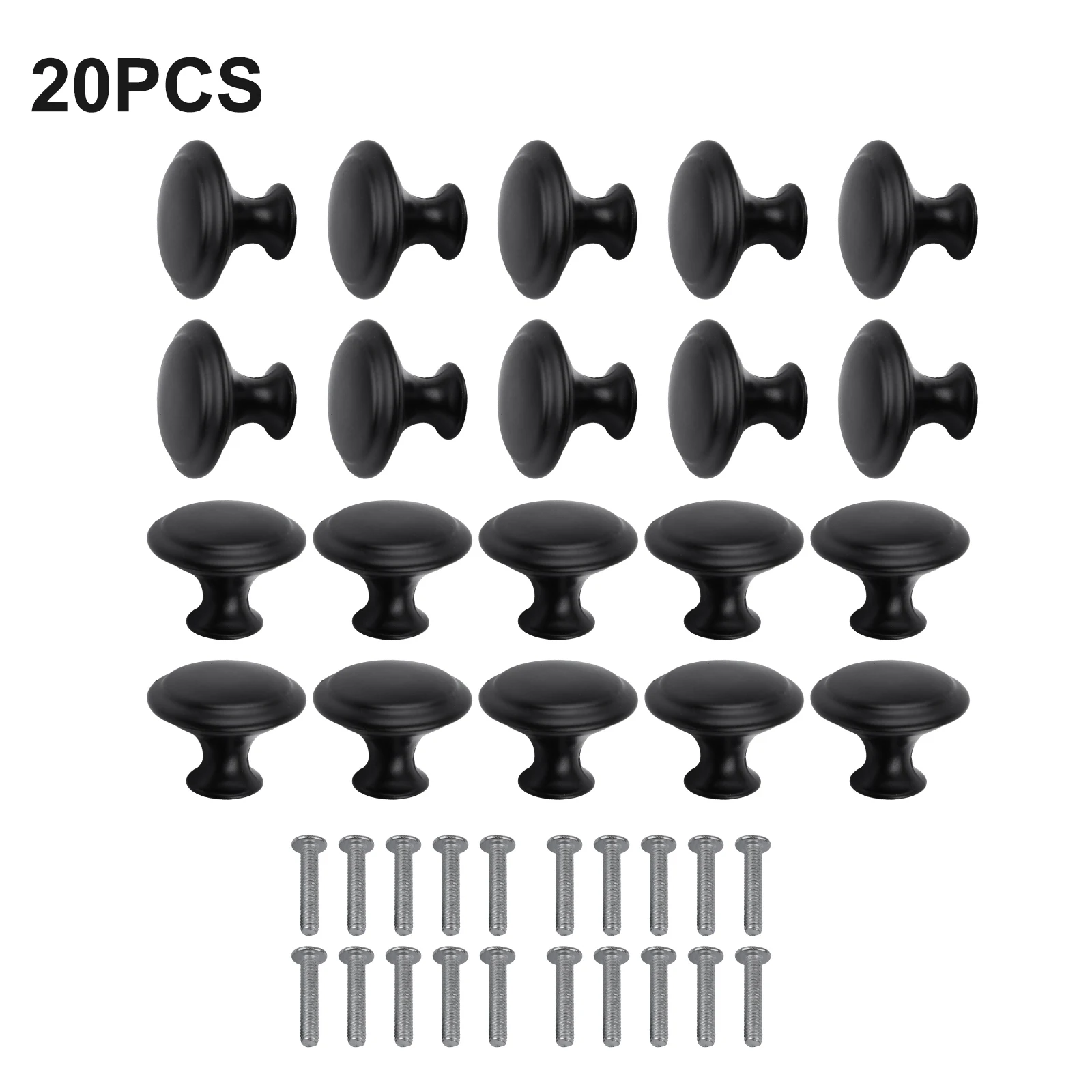 20pcs Stainless Steel Door Knobs Cabinet Handles Cupboard Drawer Kitchen Bathroom Black Furniture Hardware Accessories