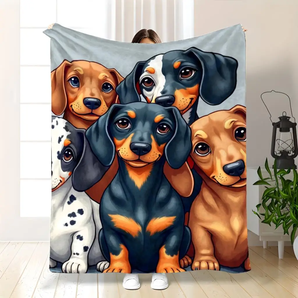 Super Soft Dog Puppy Family Group Blanket Throw 150x200cm Cozy Pet Lover Decorative Print Realistic Dog Art Gift