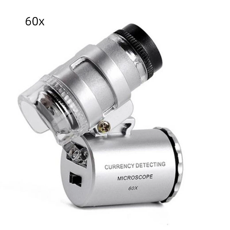 

60x HD Jewellery Appraiser with LED Light Money Checking Portable Mini Microscope High Magnification Jewellery Tools