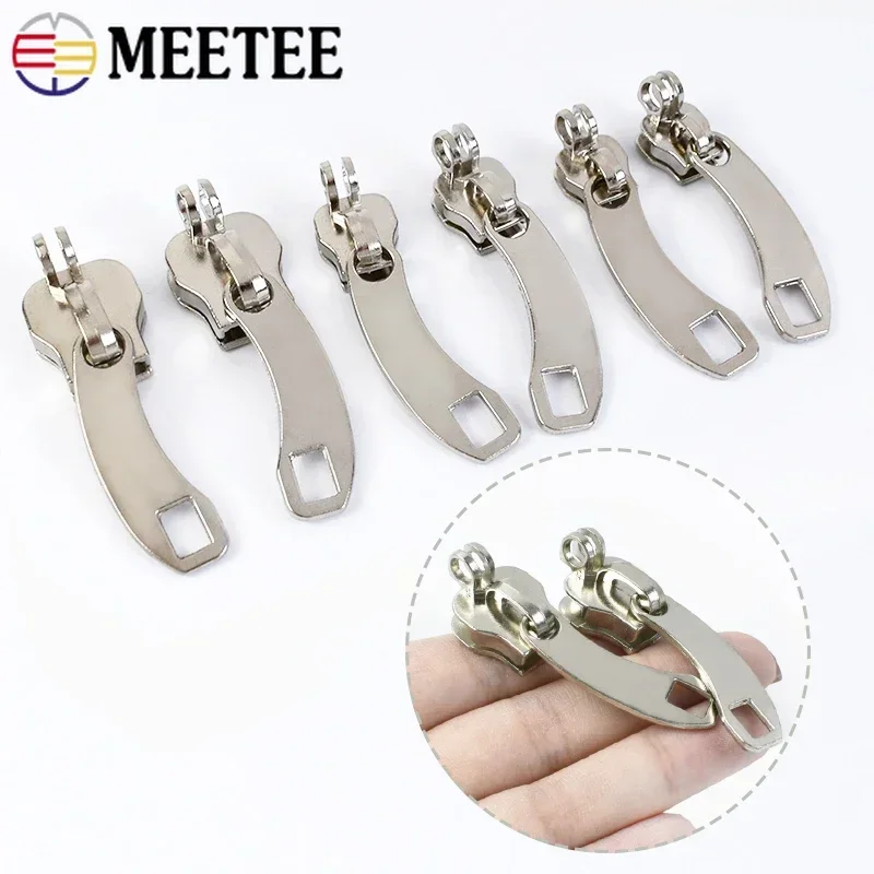 Meetee 2/5/10Pairs 5# 8# 10# Zipper Sliders for Nylon Zippers with Lock Hole Handbag Luggage Zip Head Sewing Puller Material