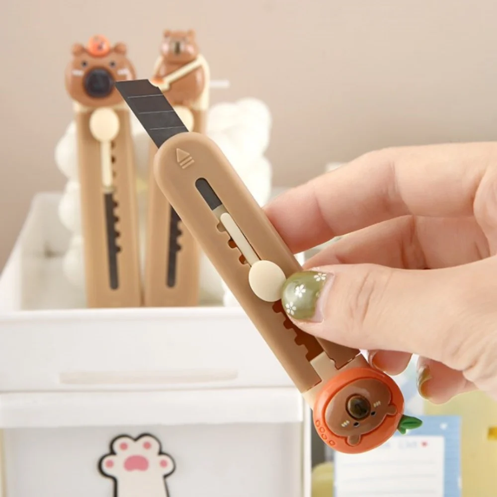 Cartoon Guinea Pig Mini Utility Knife Elementary School Paper Knife Portable Express Knife Cutting Tool School Office Stationery