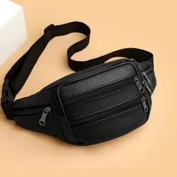 100% Genuine Leather Men's Waist Bag Coffee khaki black Packs Casual Business High Capacity Shoulder bags with Chest Pack bolsos