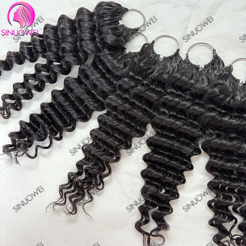 Deep Wave Crochet Human Hair Bundles Boho Braid Hair 100% Remy Pre-Separated Feather Invisible Crochet Hair Extensions For Women image 4