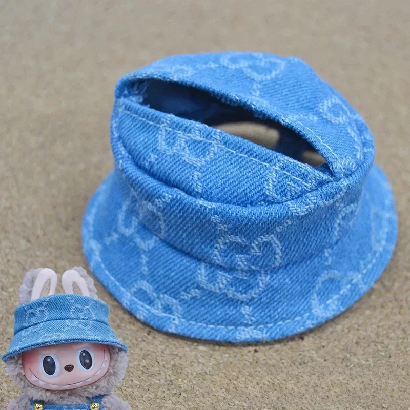 Clothes Only]17cm Labubu Sitting Party Outfit Cowboy Old Flower Strap Pants Fisherman Hat Set Hot Sale Vintage Style Accessories image 4