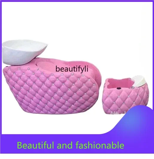 

zGnew Barber Shop with Diamond Fiberglass Shampoo Chair Hairdressing Chair Hairdressing Dressing Table Suit Sitting Flushing Bed