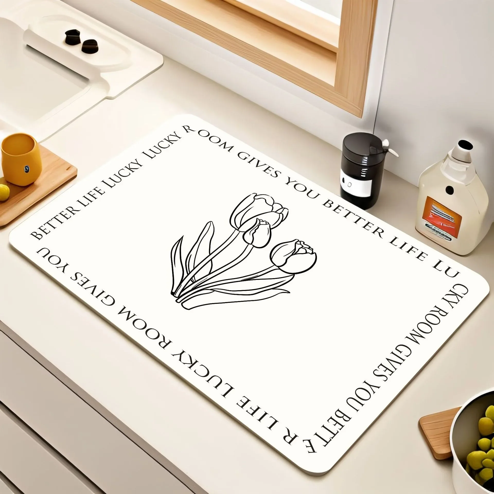 Diatomaceous Earth Drying Mat Kitchen Countertop Absorbent  Set Water Control Pad Water-Resistant Mat Fast Drying Anti-Slip Mat