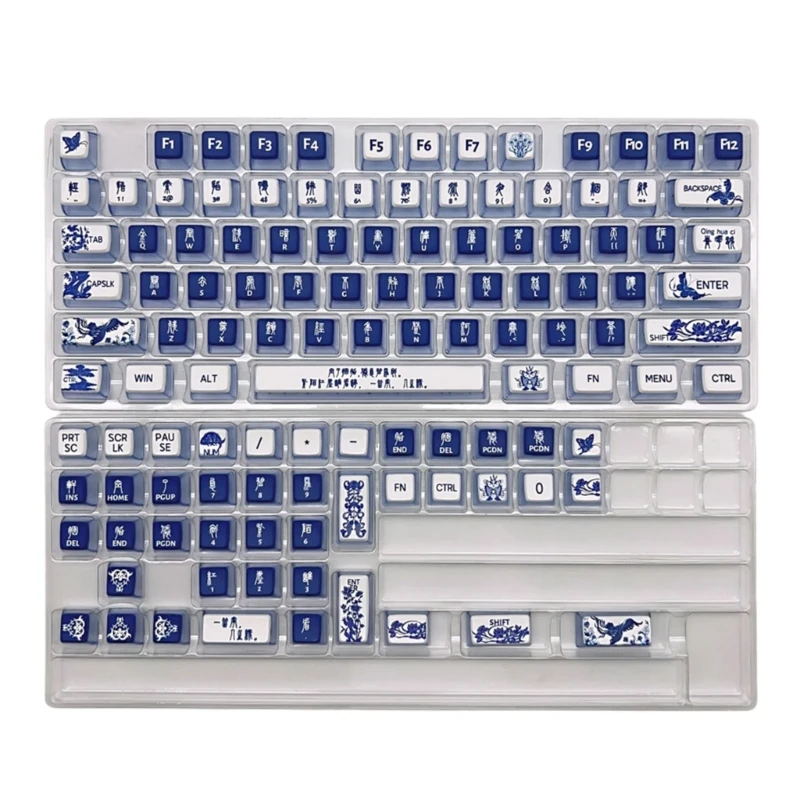 

116Key Blue and White Porcelains Theme Keycap Set PBT Chinese Culture Keyboards ASA DyeSublimation KeyCaps